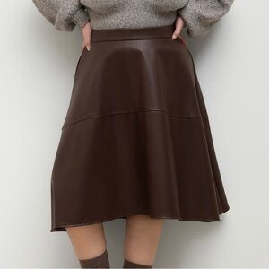 Cider Faux Leather Brown Mid Rise Midi Skirt Size 2X